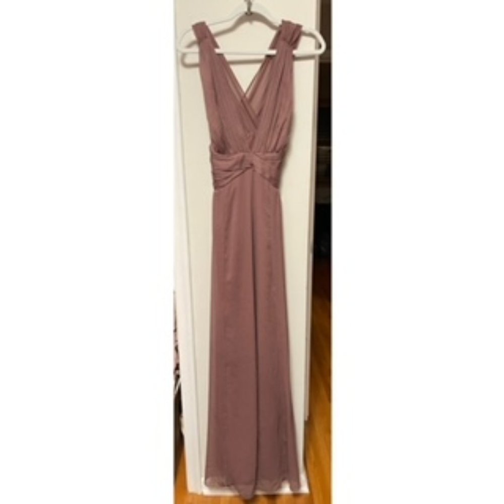 ASOS DESIGN Bridesmaid Mauve ruched bodice drape maxi dress with wrap waist